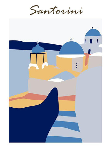 Santorini Greece IV White Modern Wood Framed Art Print with Double Matting by Wang, Melissa