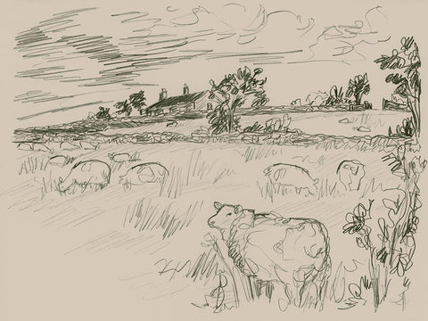 Sepia Scenes I White Modern Wood Framed Art Print with Double Matting by Vess, June Erica