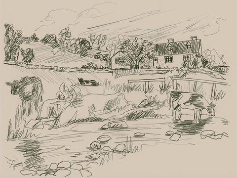 Sepia Scenes II Black Ornate Wood Framed Art Print with Double Matting by Vess, June Erica