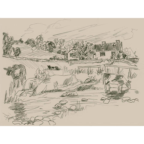 Sepia Scenes II Gold Ornate Wood Framed Art Print with Double Matting by Vess, June Erica