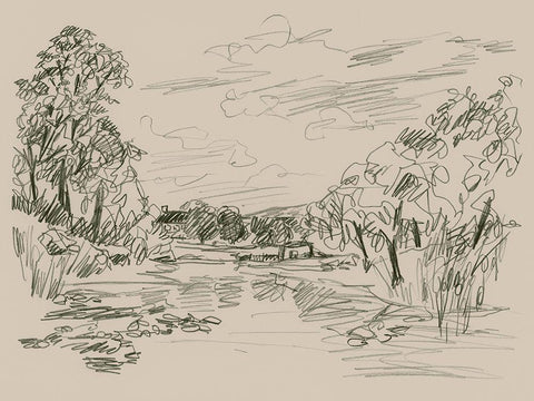 Sepia Scenes III Black Ornate Wood Framed Art Print with Double Matting by Vess, June Erica