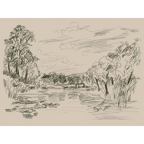 Sepia Scenes III Black Modern Wood Framed Art Print with Double Matting by Vess, June Erica