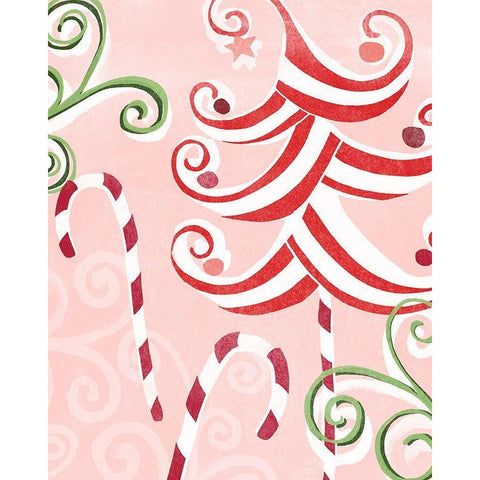 Candy Cane Holiday II Black Modern Wood Framed Art Print by Vess, June Erica