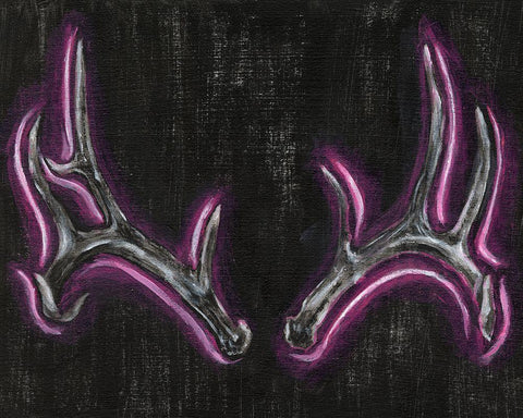Neon Antlers I Black Ornate Wood Framed Art Print with Double Matting by Harper, Ethan