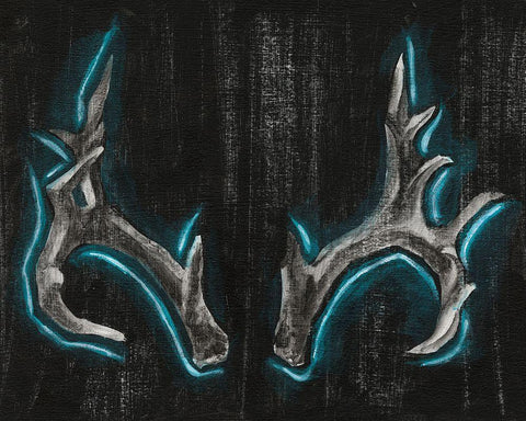 Neon Antlers II Black Ornate Wood Framed Art Print with Double Matting by Harper, Ethan