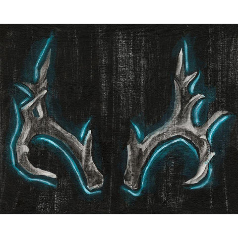 Neon Antlers II Black Modern Wood Framed Art Print by Harper, Ethan