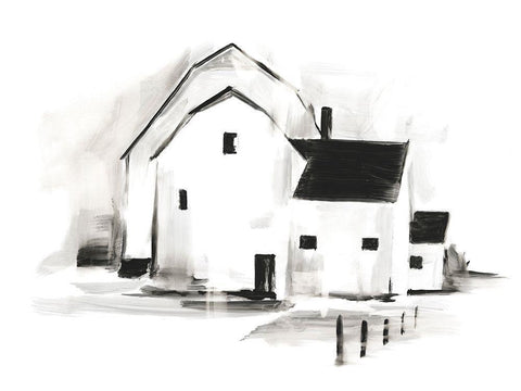 European Farm Collection I White Modern Wood Framed Art Print with Double Matting by Harper, Ethan