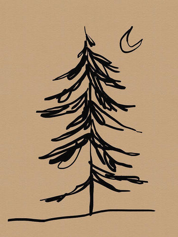 Winter Fir Sketch I Black Ornate Wood Framed Art Print with Double Matting by Green, Jacob