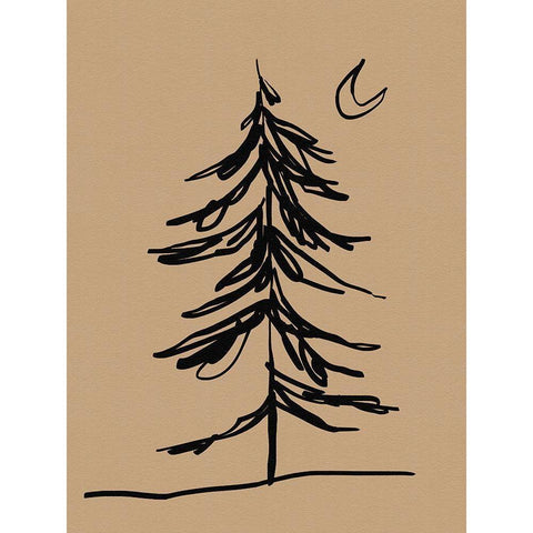 Winter Fir Sketch I Black Modern Wood Framed Art Print by Green, Jacob