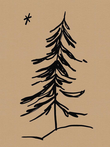 Winter Fir Sketch II White Modern Wood Framed Art Print with Double Matting by Green, Jacob