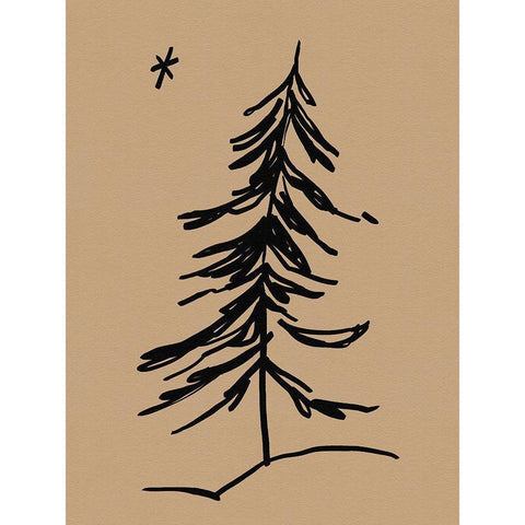 Winter Fir Sketch II Black Modern Wood Framed Art Print by Green, Jacob