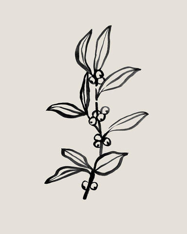 Loose Holly Sketch I Black Ornate Wood Framed Art Print with Double Matting by Caroline, Emma