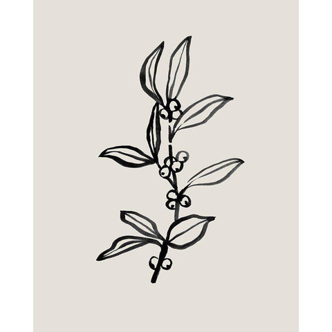 Loose Holly Sketch I White Modern Wood Framed Art Print by Caroline, Emma