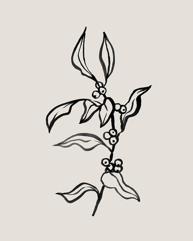 Loose Holly Sketch III Black Ornate Wood Framed Art Print with Double Matting by Caroline, Emma