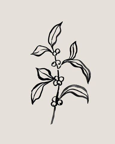 Loose Holly Sketch IV White Modern Wood Framed Art Print with Double Matting by Caroline, Emma
