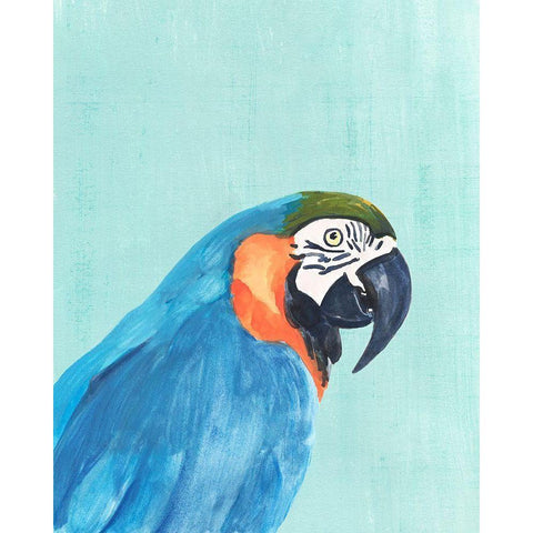 Exotic Bird on Blue I Gold Ornate Wood Framed Art Print with Double Matting by Warren, Annie