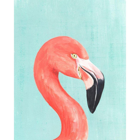 Exotic Bird on Blue IV Black Modern Wood Framed Art Print with Double Matting by Warren, Annie