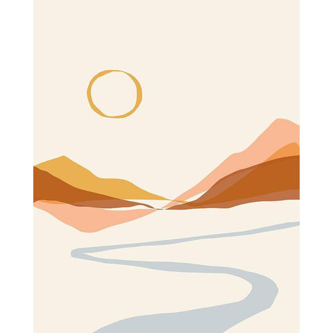 Geo Landscape Line I Black Modern Wood Framed Art Print with Double Matting by Barnes, Victoria