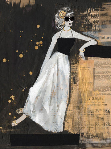 Glamour II Black Ornate Wood Framed Art Print with Double Matting by Longley, Alicia