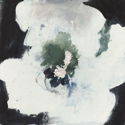 Happy Flower I White Modern Wood Framed Art Print with Double Matting by Combs, Joyce