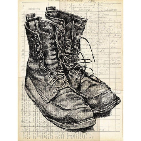 Boots on the Ground I Black Modern Wood Framed Art Print with Double Matting by Parker, Jennifer Paxton