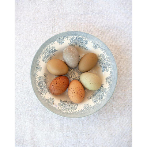 Rainbow Eggs on Blue Plate Gold Ornate Wood Framed Art Print with Double Matting by Soderman, Tania