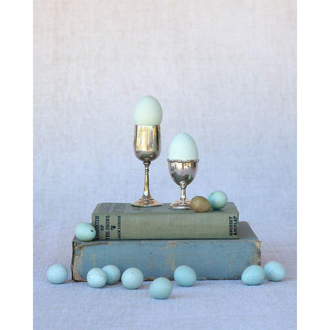 Egg Cups on Books Black Modern Wood Framed Art Print with Double Matting by Soderman, Tania