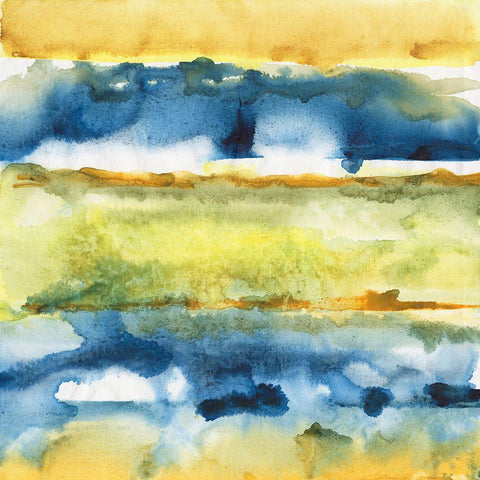 Watercolor Horizon I Gold Ornate Wood Framed Art Print with Double Matting by Combs, Joyce