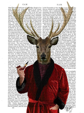 Deer in Smoking Jacket White Modern Wood Framed Art Print with Double Matting by Fab Funky