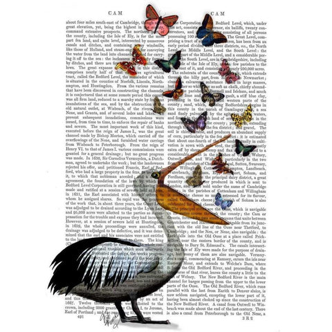 Pelican and Butterflies Black Modern Wood Framed Art Print with Double Matting by Fab Funky