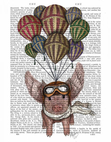 Pig And Balloons Black Ornate Wood Framed Art Print with Double Matting by Fab Funky