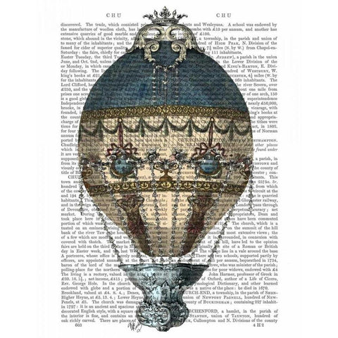 Baroque Fantasy Balloon 1 Gold Ornate Wood Framed Art Print with Double Matting by Fab Funky