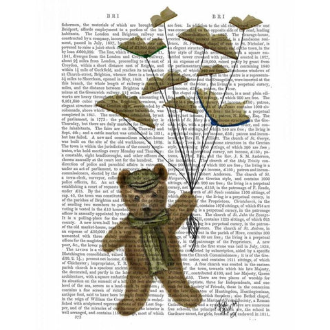 Bear with Book Butterflies Gold Ornate Wood Framed Art Print with Double Matting by Fab Funky