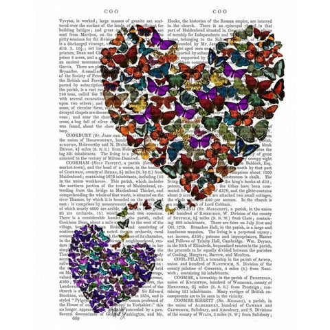 Two Butterfly Hearts Black Modern Wood Framed Art Print with Double Matting by Fab Funky