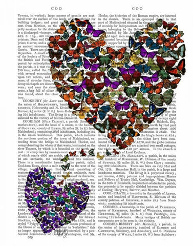 Two Butterfly Hearts White Modern Wood Framed Art Print with Double Matting by Fab Funky