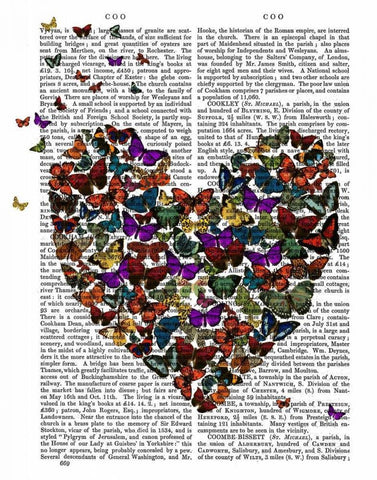 Butterfly Heart White Modern Wood Framed Art Print with Double Matting by Fab Funky