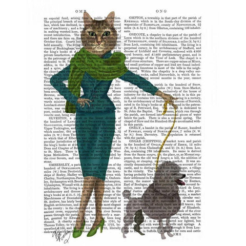 Cat and Poodle Black Modern Wood Framed Art Print with Double Matting by Fab Funky