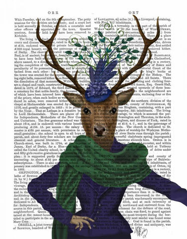 Deer and Fascinator White Modern Wood Framed Art Print with Double Matting by Fab Funky