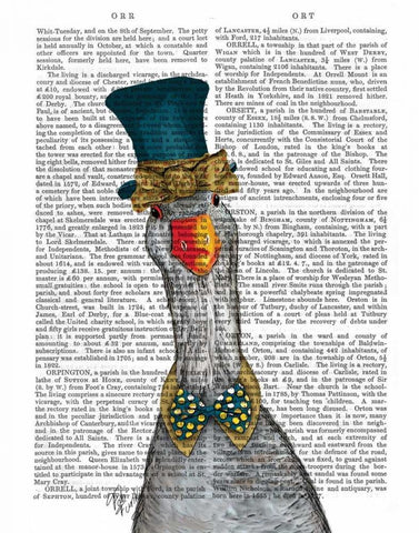 Goose in Blue Hat White Modern Wood Framed Art Print with Double Matting by Fab Funky
