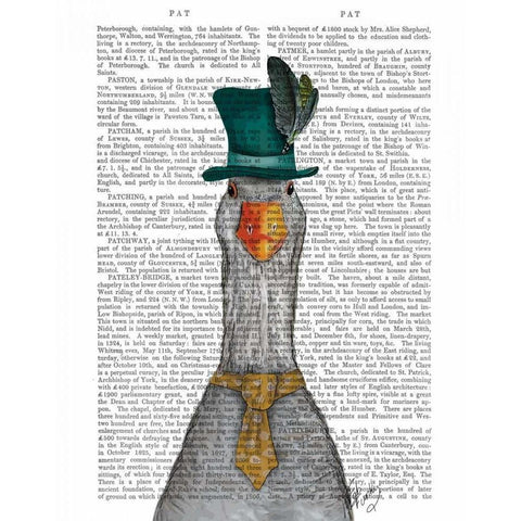 Goose in Green Hat Black Modern Wood Framed Art Print with Double Matting by Fab Funky