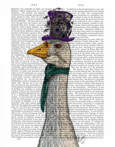 Goose in Purple Hat Black Ornate Wood Framed Art Print with Double Matting by Fab Funky