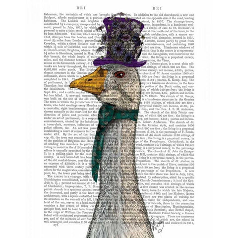 Goose in Purple Hat Black Modern Wood Framed Art Print with Double Matting by Fab Funky