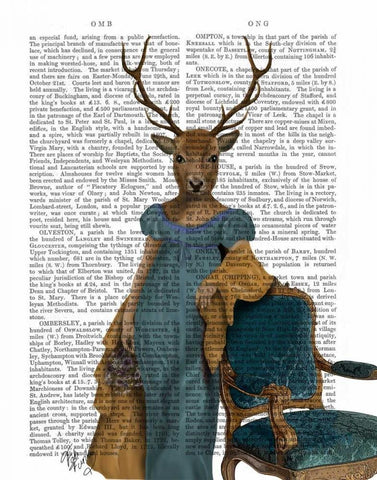 Deer In Blue Dress White Modern Wood Framed Art Print with Double Matting by Fab Funky