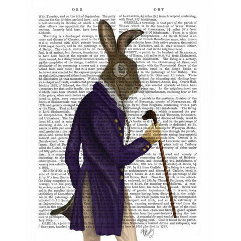 Hare In Purple Coat Black Modern Wood Framed Art Print with Double Matting by Fab Funky