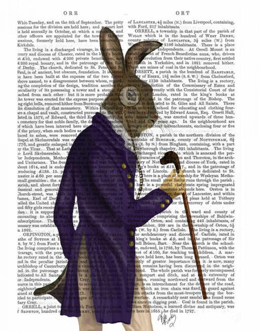 Hare In Purple Coat Black Ornate Wood Framed Art Print with Double Matting by Fab Funky