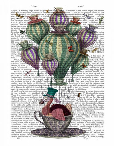 Dodo in Teacup with Dragonflies Black Ornate Wood Framed Art Print with Double Matting by Fab Funky