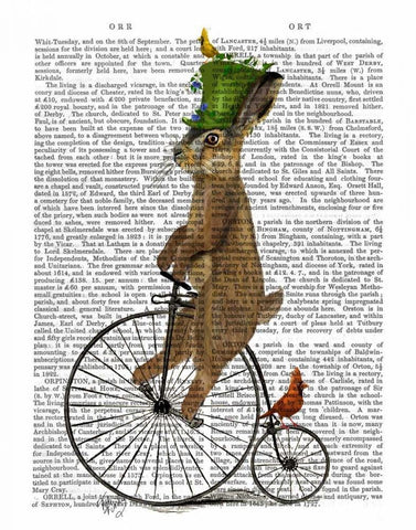 March Hare on Penny Farthing Black Ornate Wood Framed Art Print with Double Matting by Fab Funky