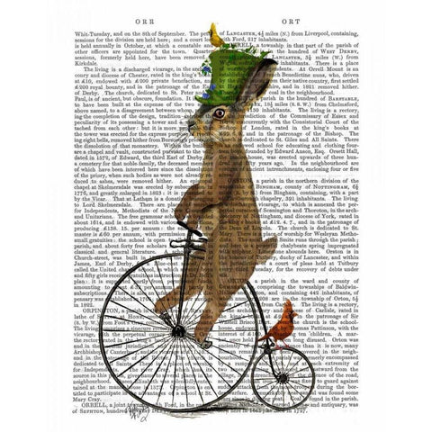 March Hare on Penny Farthing Gold Ornate Wood Framed Art Print with Double Matting by Fab Funky