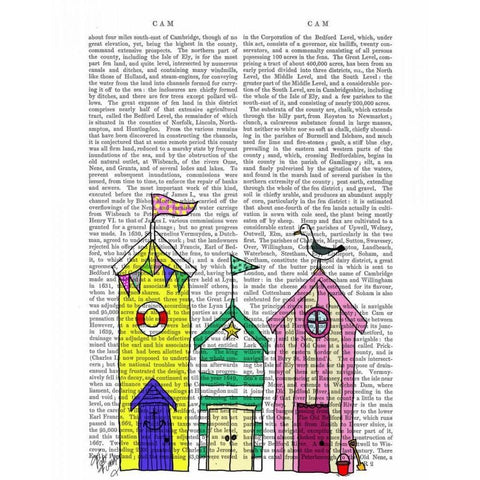 Beach Huts 1 Illustration White Modern Wood Framed Art Print by Fab Funky