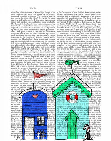 Beach Huts 2 Illustration White Modern Wood Framed Art Print with Double Matting by Fab Funky